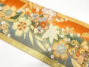 蝶に桜・楓模様織り出し　振袖用袋帯
